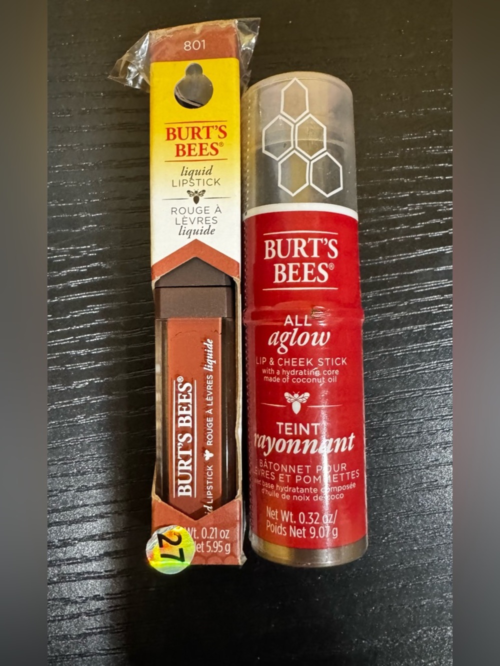 Burt's Bees 100% Natural All Aglow Lip & Cheek Stick & Liquid Lipstick BNIB